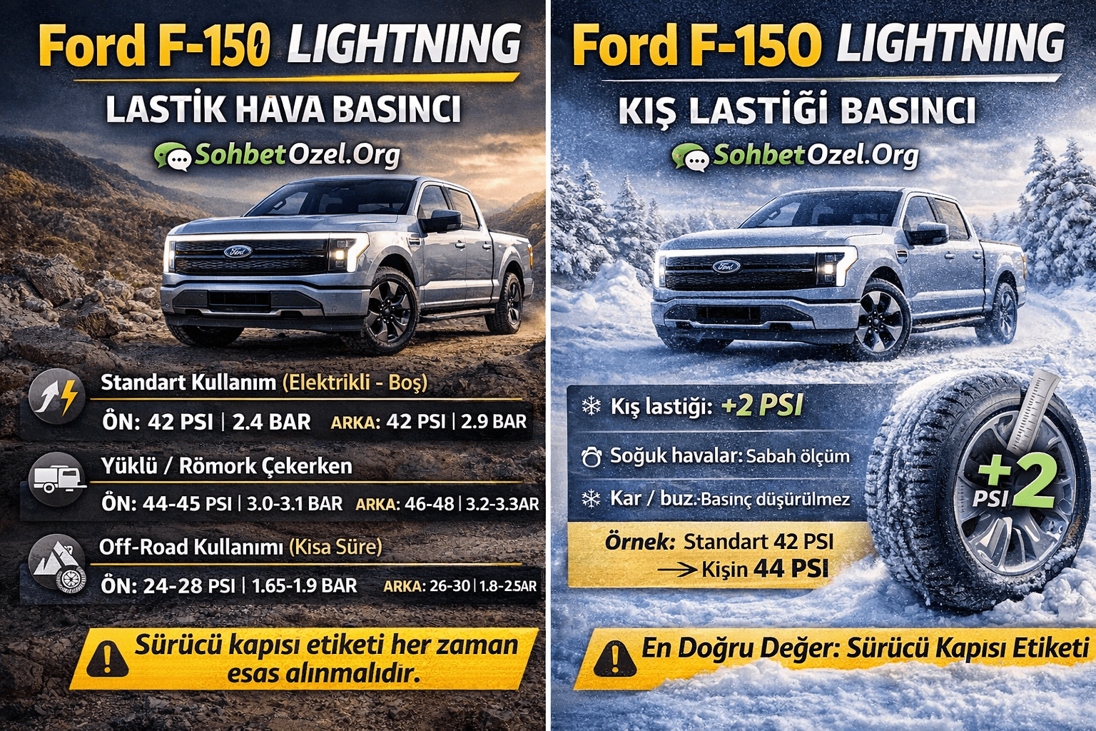 Ford F-150 Lightning lastik hava basıncı