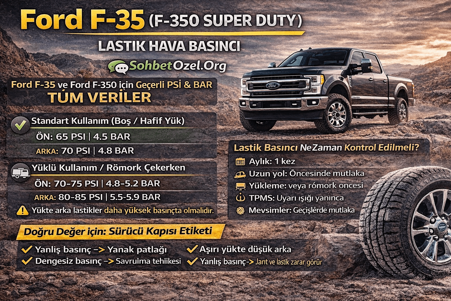 Ford F-35 lastik hava basıncı