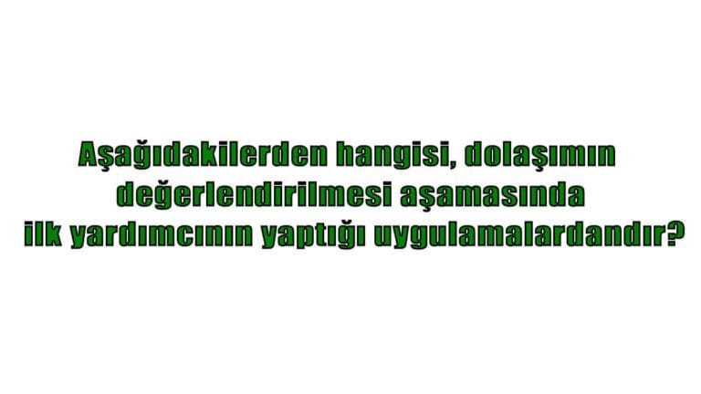 İlk yardımın ABC’si olarak kabul edilen uygulamalardan “C” dolaşımın değerlendirilmesini ifade etmektedir. Aşağıdakilerden hangisi, dolaşımın değerlendirilmesi aşamasında ilk yardımcının yaptığı uygulamalardandır?