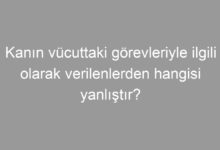 Kanın vücuttaki görevleriyle ilgili olarak verilenlerden hangisi yanlıştır?