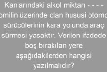 Kanlarındaki alkol miktarı - - - - promilin üzerinde olan hususi otomobil sürücülerinin kara yolunda araç sürmesi yasaktır. Verilen ifadede boş bırakılan yere aşağıdakilerden hangisi yazılmalıdır?