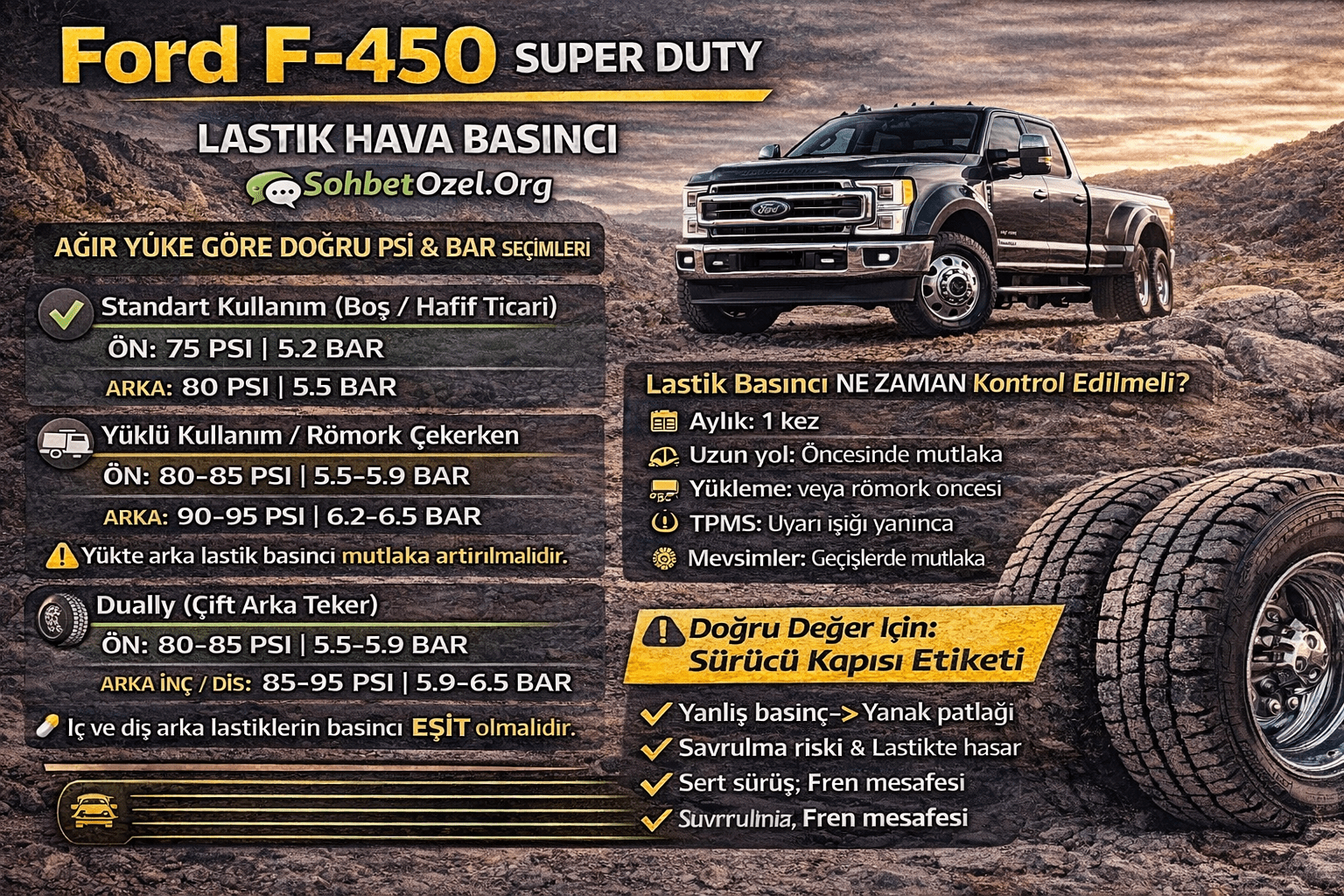 Ford F-450 Super Duty Lastik Hava Basıncı
