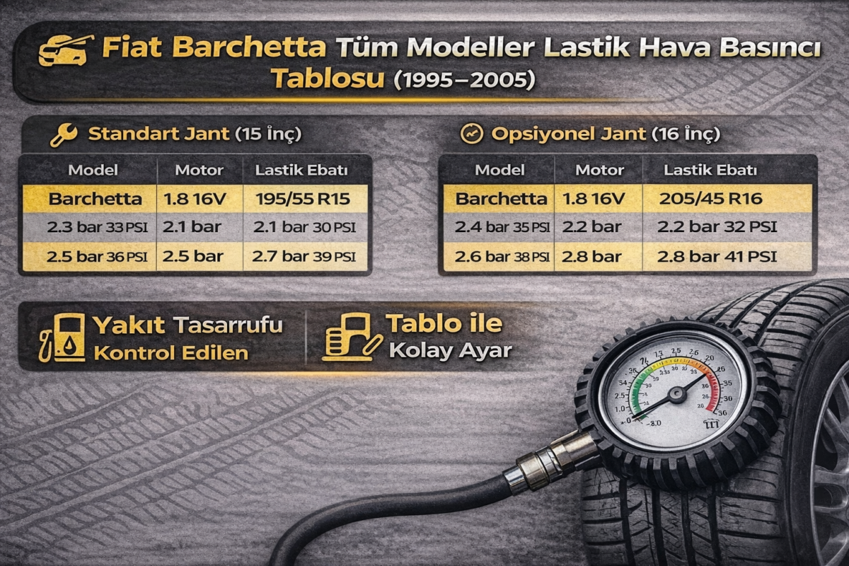 Fiat Barchetta Lastik Basıncı Kaç Olması Lazım