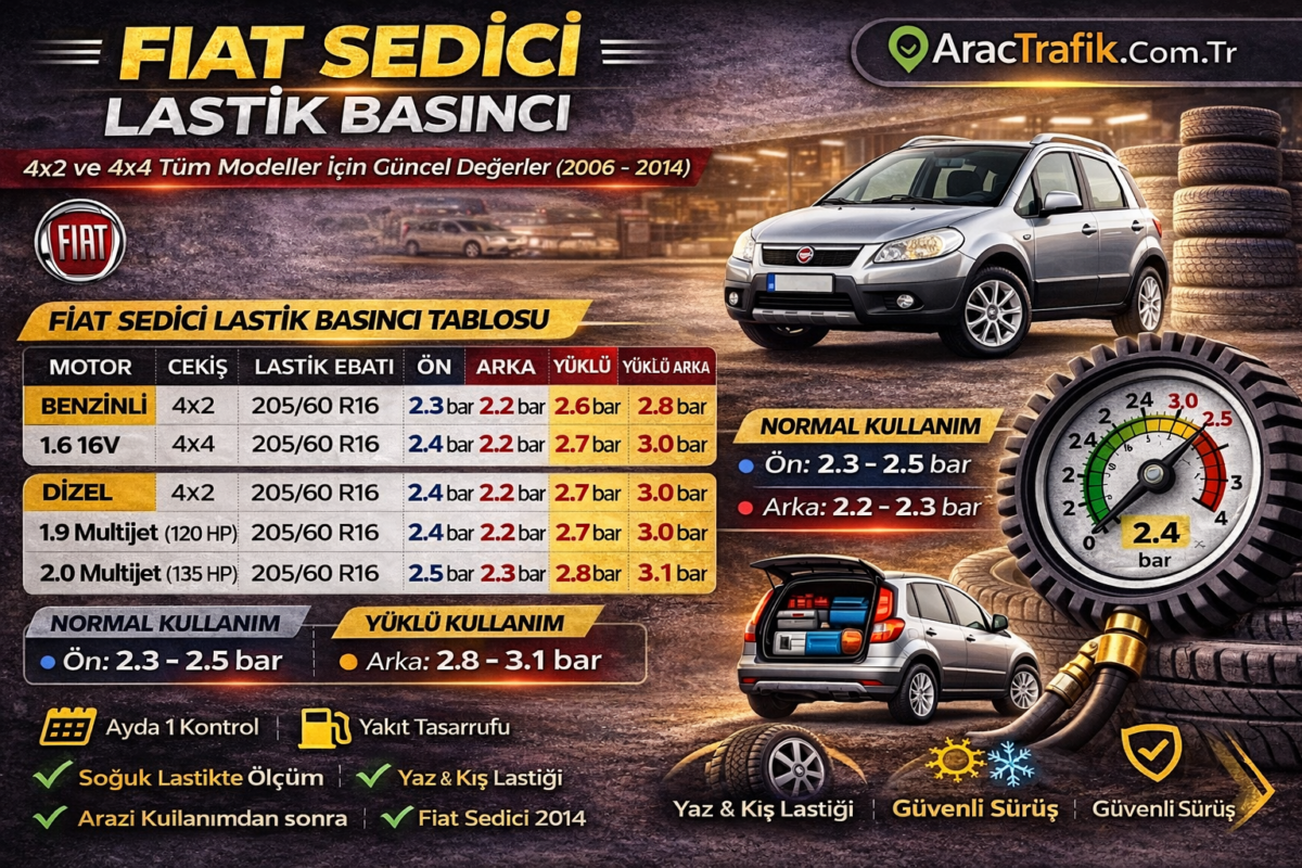 Fiat Sedici Lastik Basıncı
