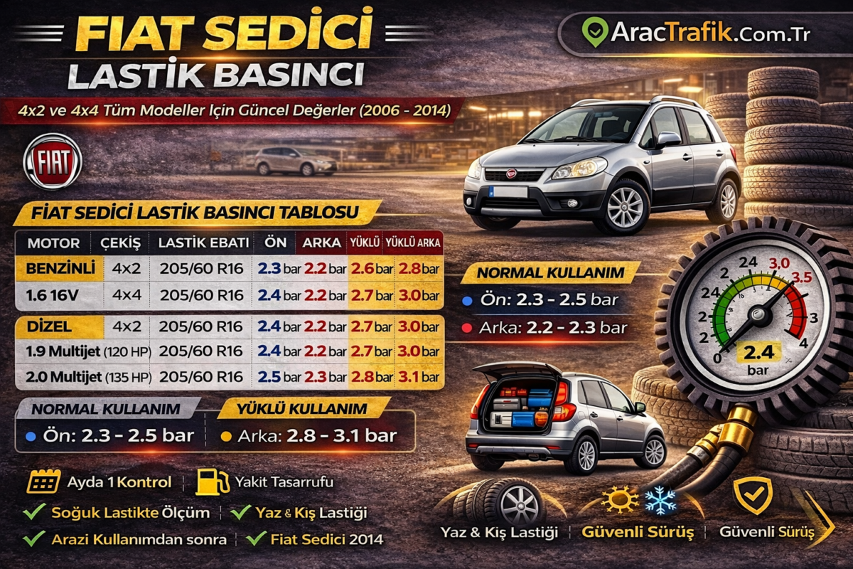 Fiat Sedici Lastik Basıncı Ne Kadar Olmalı