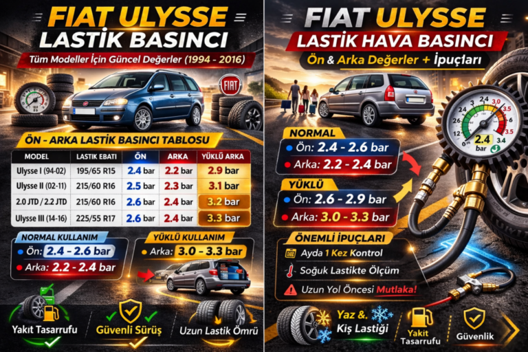 Fiat Ulysse Lastik Basıncı Kaç Olmalı
