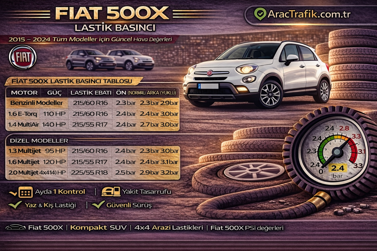 Fiat 500X lastik basıncı