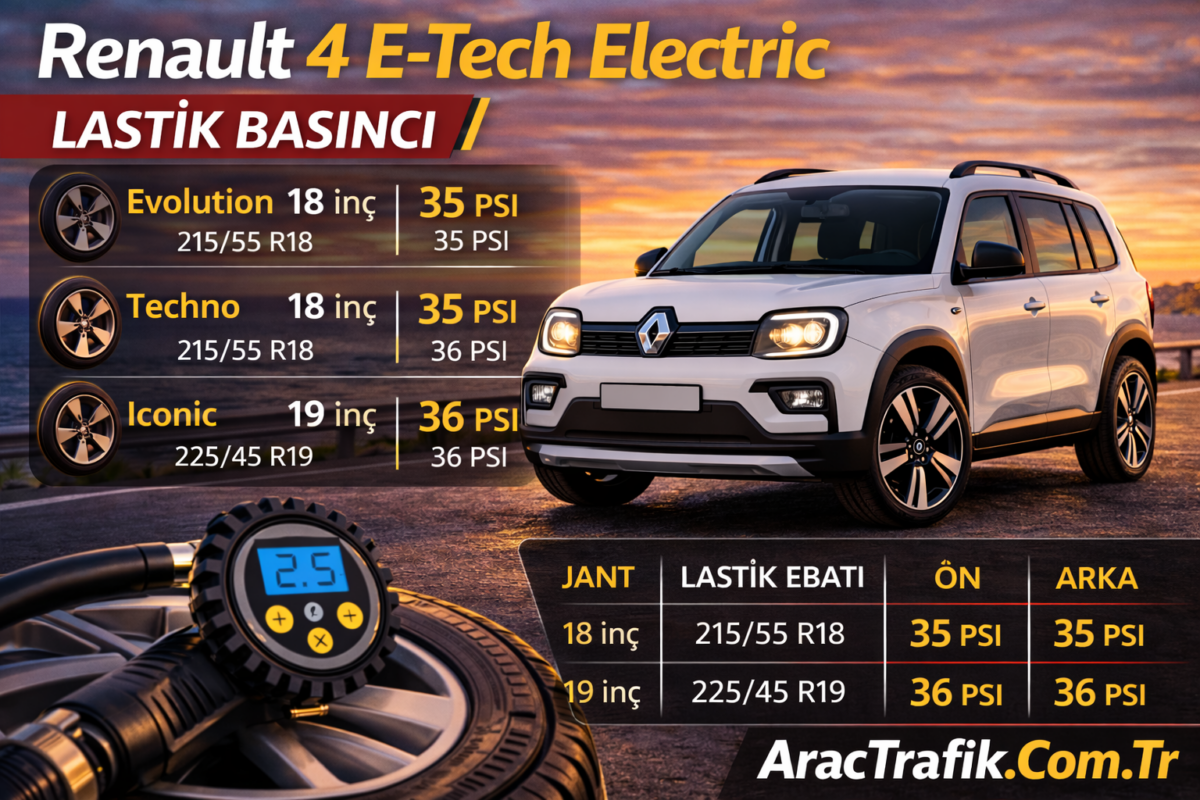 Renault 4 E Tech lastik basıncı