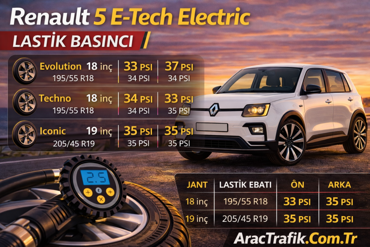 Renault 5 E Tech Electric lastik basıncı