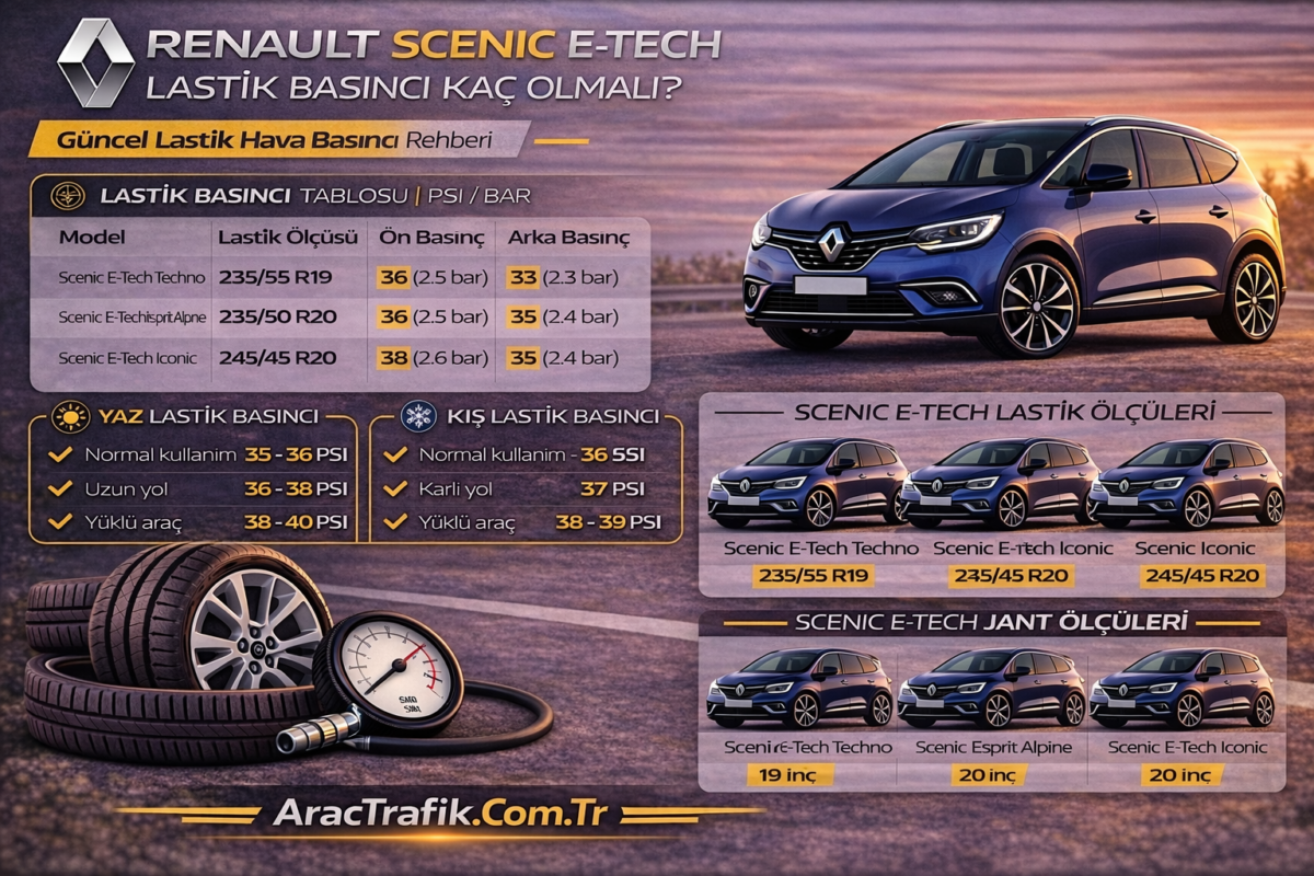Renault Scenic E-Tech Lastik basıncı Renault Scenic E Tech Lastik basıncı