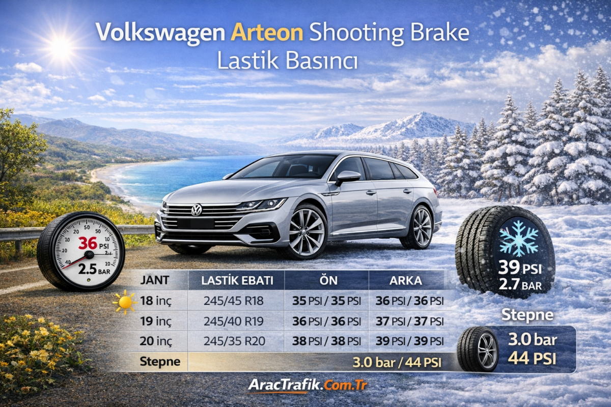 Volkswagen Arteon Shooting Brake Lastik Basıncı