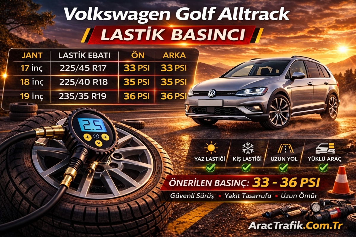 Volkswagen Golf Alltrack lastik basıncı Volkswagen Golf Alltrack lastik basıncı