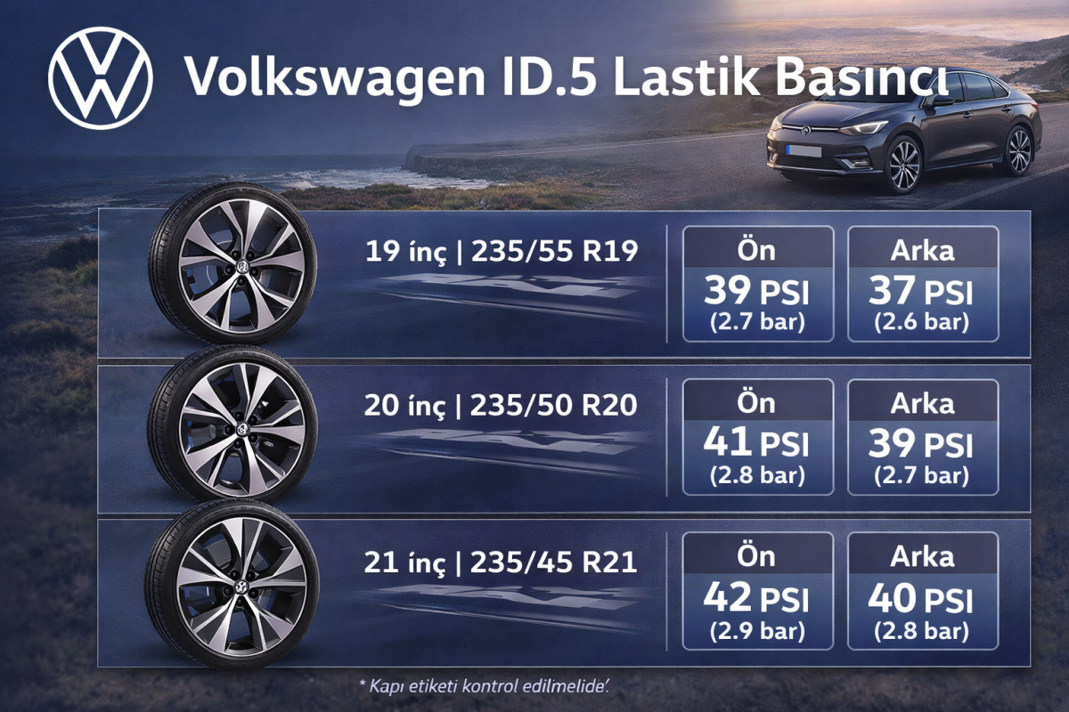 Volkswagen ID.5 Lastik Basıncı Volkswagen ID.5 Lastik Basıncı