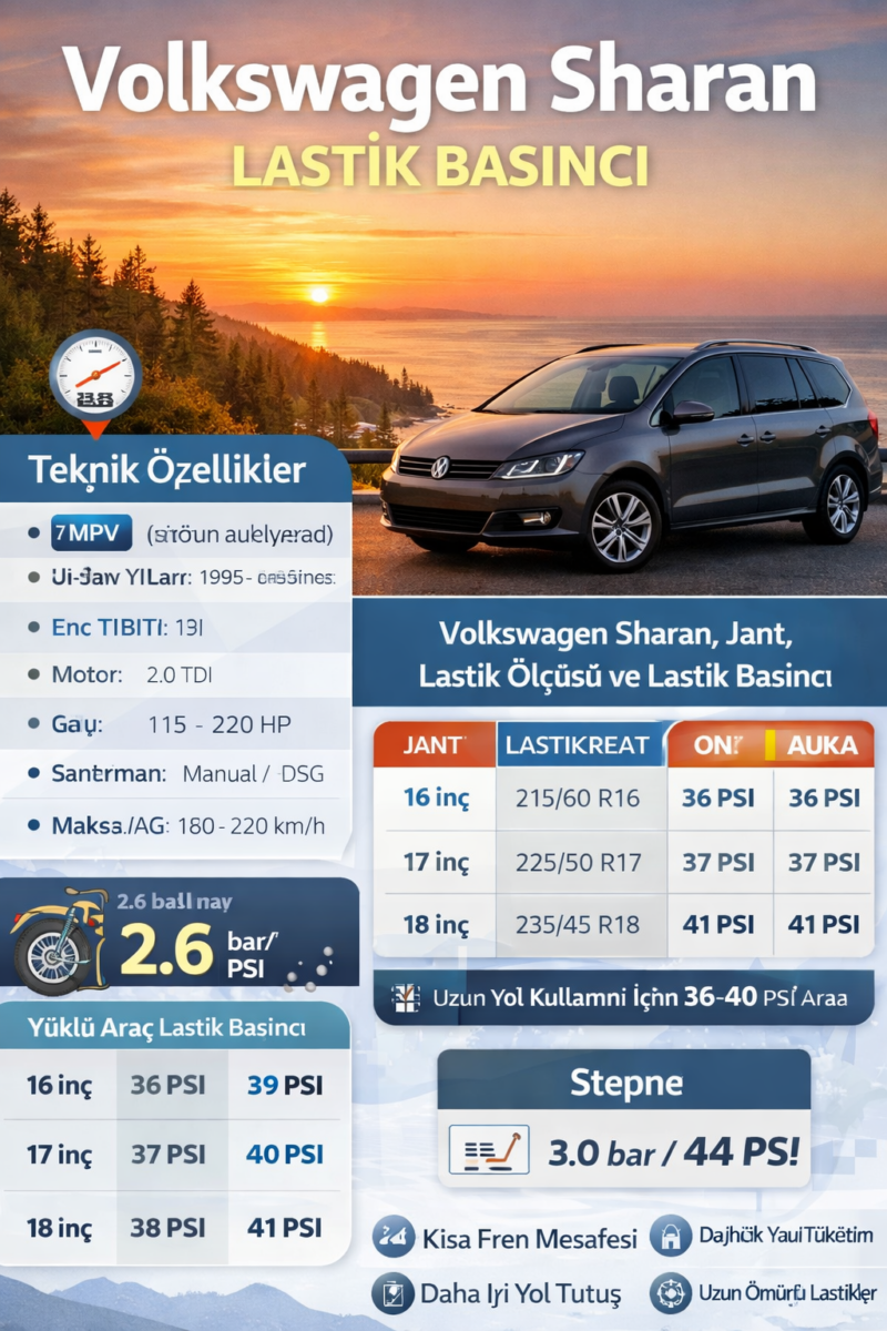 Volkswagen Sharan Lastik Basıncı Volkswagen Sharan Lastik Basıncı