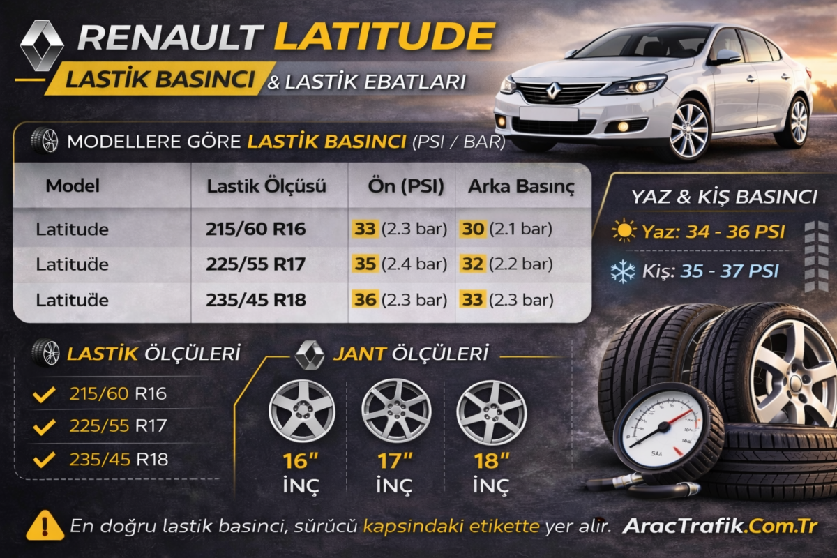 renault latitude lastik basıncı