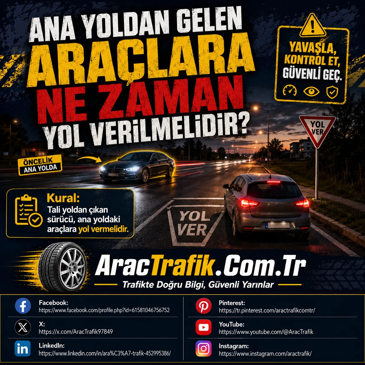 Ana Yoldan Gelen Araçlara Ne Zaman Yol Verilmeli