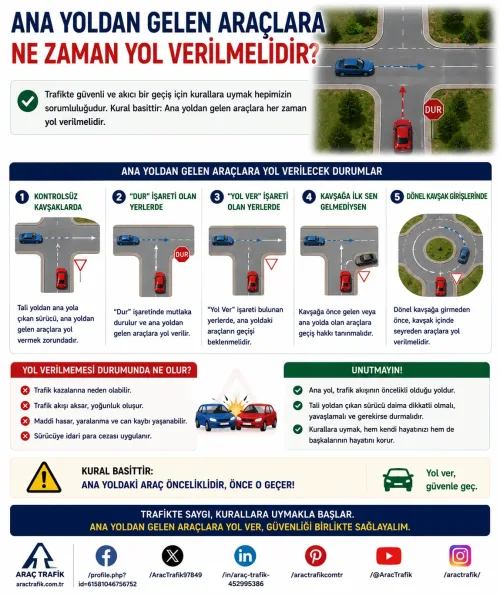 Ana Yoldan Gelen Araçlara Ne Zaman Yol Verilmelidir