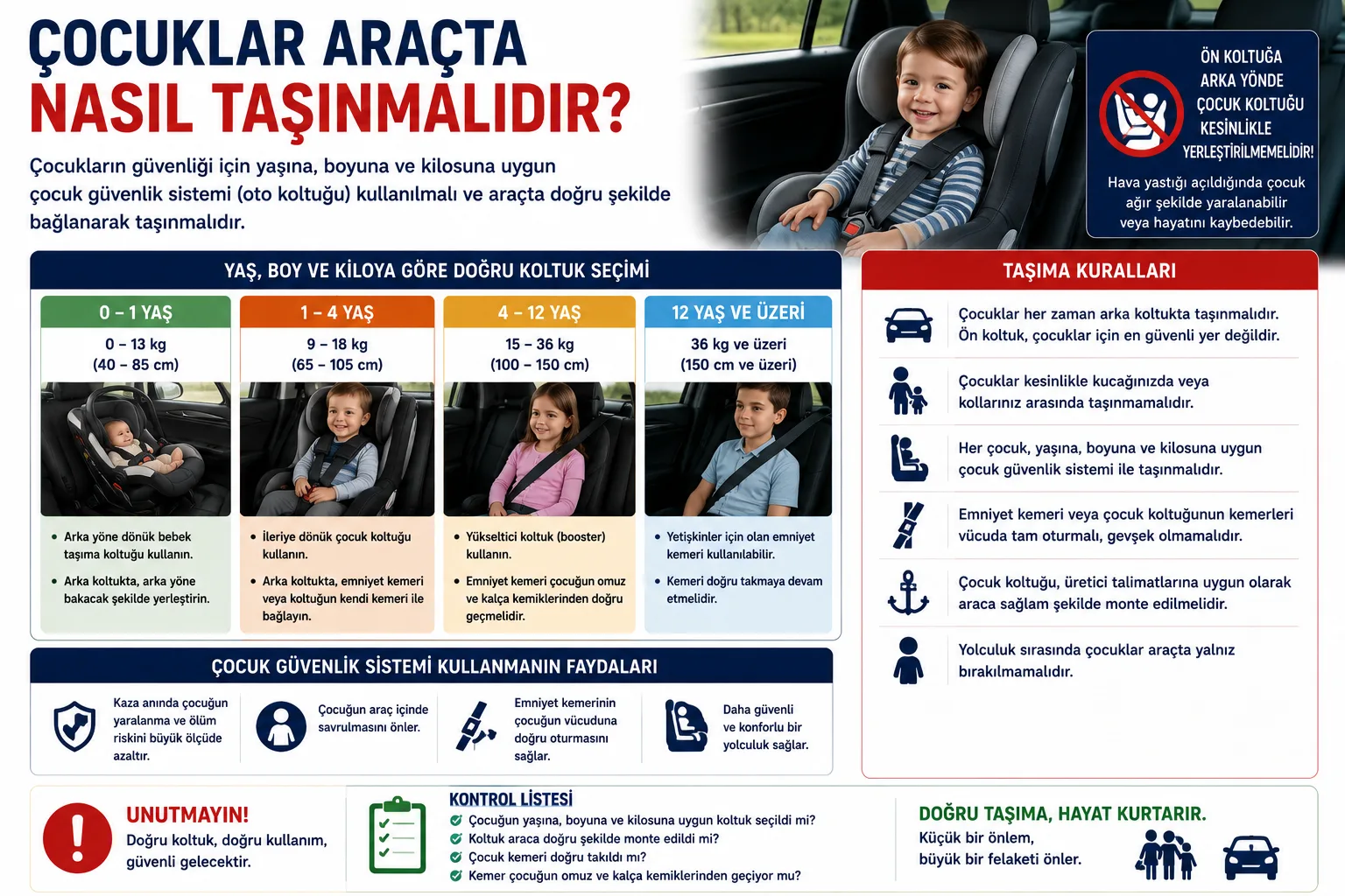 Çocuklar Araçta Nasıl Taşınmalıdır Çocuklar Araçta Nasıl Taşınmalıdır