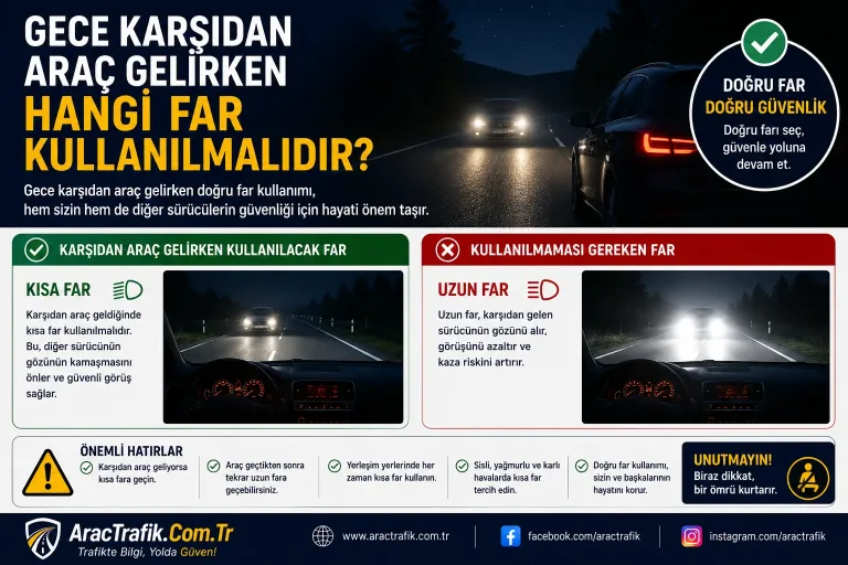 Gece Karşıdan Araç Gelirken Hangi Far Kullanılmalıdır?
