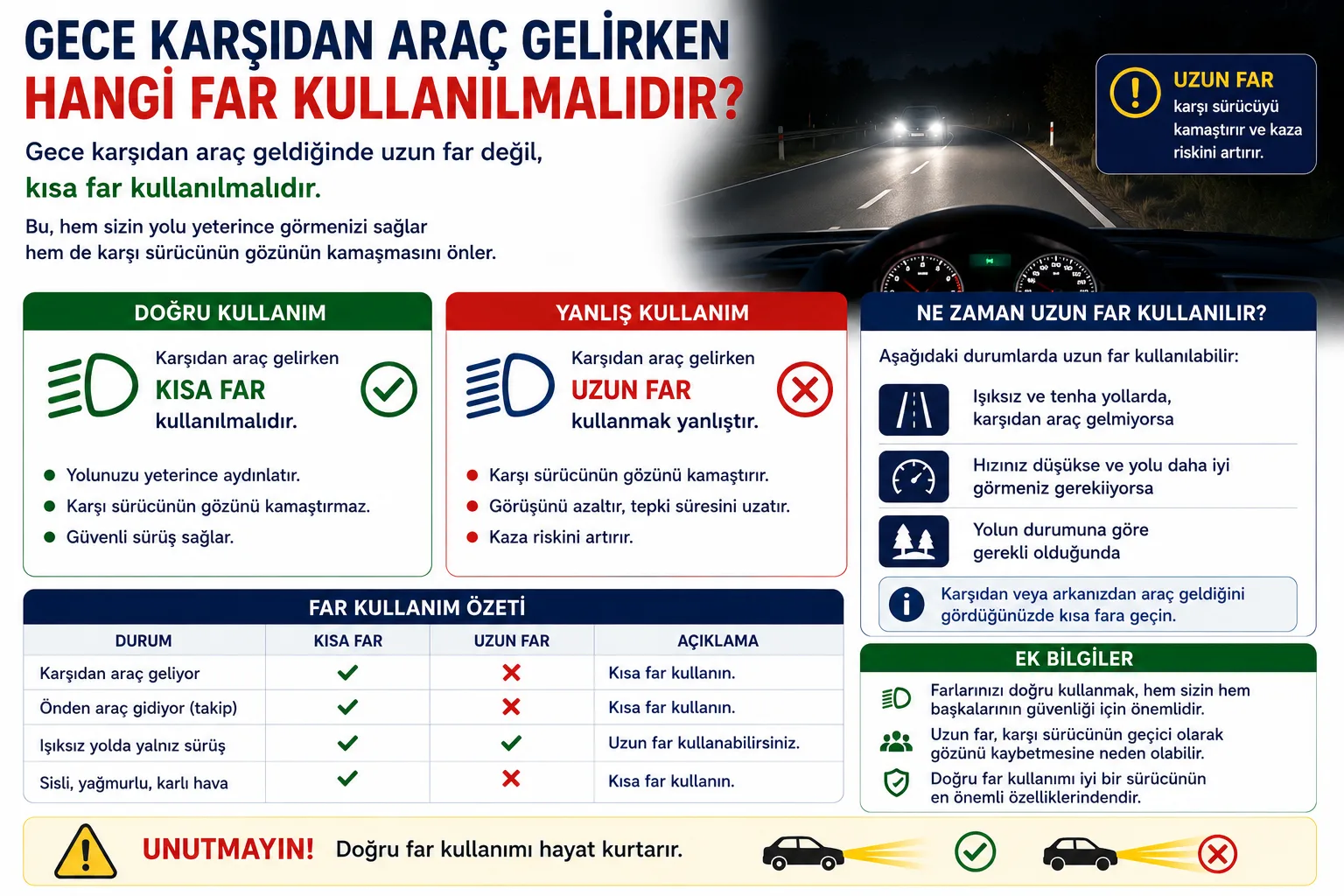 Gece Karşıdan Araç Gelirken Hangi Far Kullanılmalıdır Gece Karşıdan Araç Gelirken Hangi Far Kullanılmalıdır