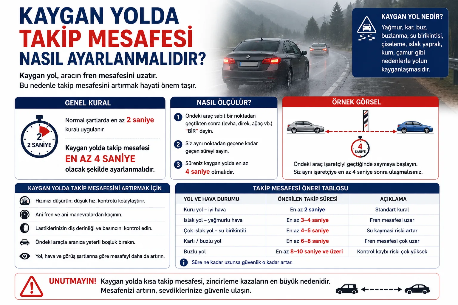Kaygan Yolda Takip Mesafesi Nasıl Ayarlanmalıdır Kaygan Yolda Takip Mesafesi Nasıl Ayarlanmalıdır