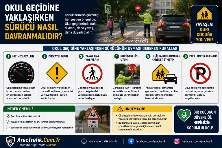 Okul Geçidine Yaklaşırken Sürücü Nasıl Davranmalıdır?