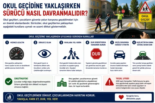 Okul Geçidine Yaklaşırken Sürücü Nasıl Davranmalıdır