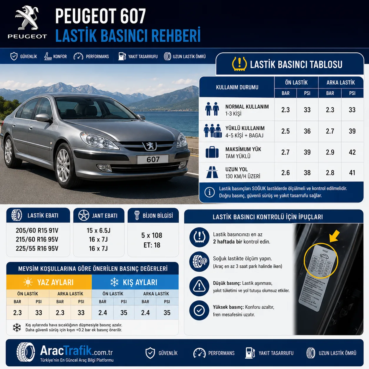 Peugeot 607 Lastik Basıncı
