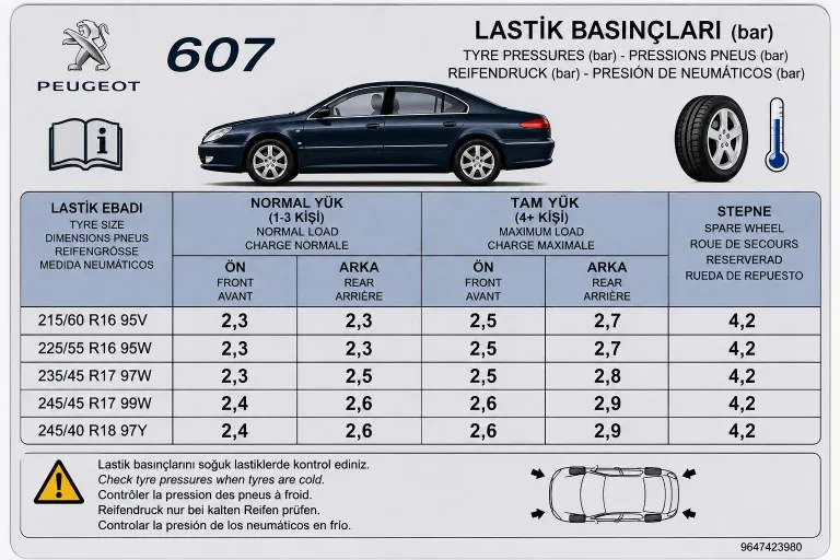 Peugeot 607 Lastik Basıncı