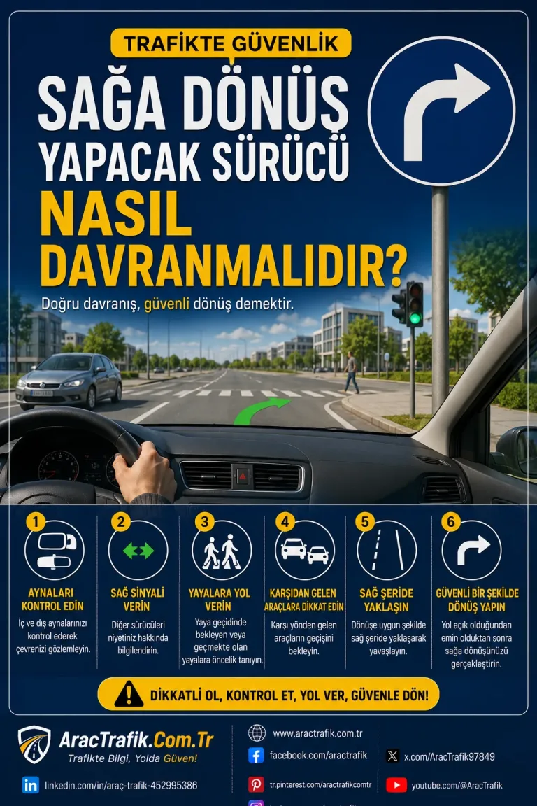 Sağa Dönüş Yapacak Sürücü Nasıl Davranmalıdır?