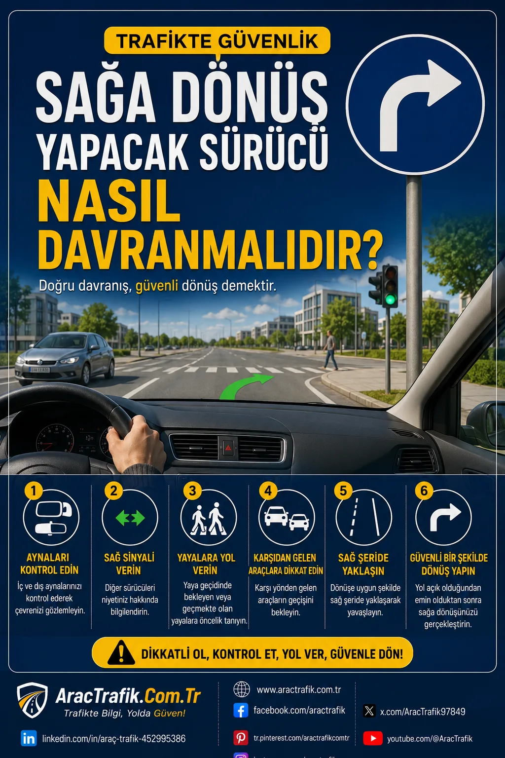 Sağa Dönüş Yapacak Sürücü Nasıl Davranmalıdır?