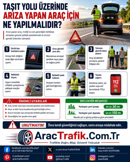 Taşıt Yolu Üzerinde Arıza Yapan Araç İçin Ne Yapılmalıdır