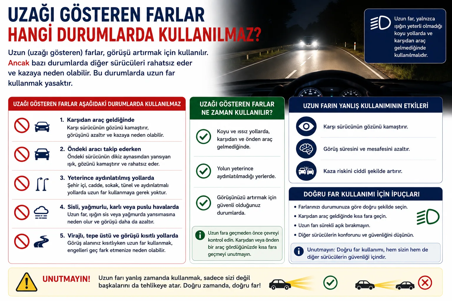 Uzağı Gösteren Farlar Hangi Durumlarda Kullanılmaz Uzağı Gösteren Farlar Hangi Durumlarda Kullanılmaz