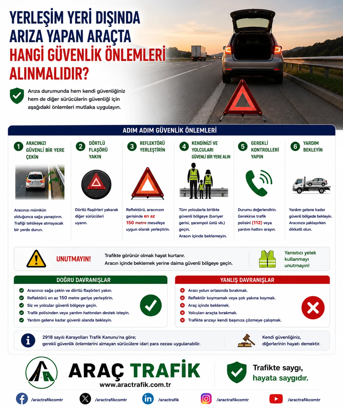 Yerleşim Yeri Dışında Arıza Yapan Araçta Hangi Güvenlik Önlemleri Alınmalıdır Yerleşim Yeri Dışında Arıza Yapan Araçta Hangi Güvenlik Önlemleri Alınmalıdır